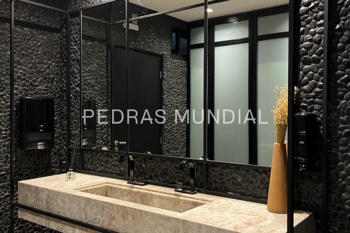 SEIXO TELADO 3 Seixo telado aplicado como pedra para parede